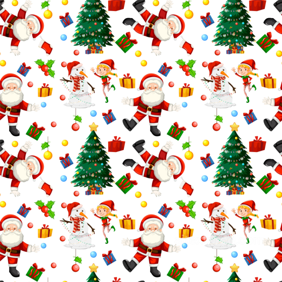 Christmas festive digital paper texture with Santa, snowman, and Christmas tree All Christmas Digital paper texture preview