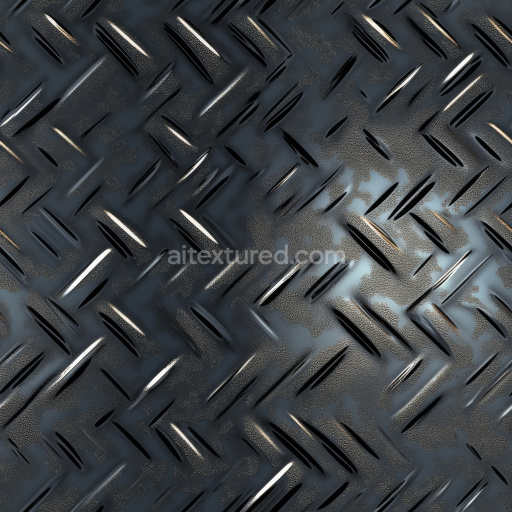 Preview — Seamless 3D Steel Diamond Plate PBR Texture with Glossy Black Finish
