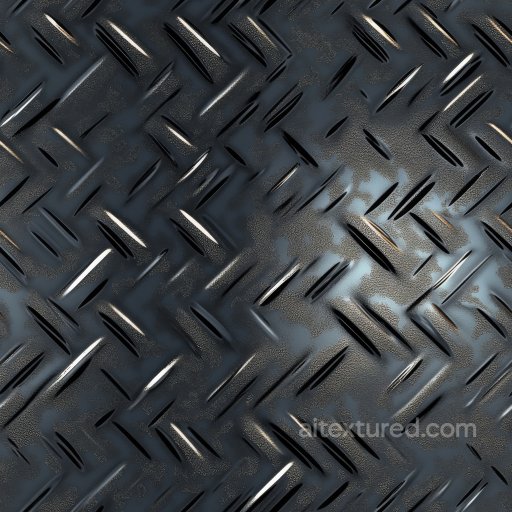 Steel Diamond Plate PBR Texture with Glossy Black Finish seamless Metal PBR texture