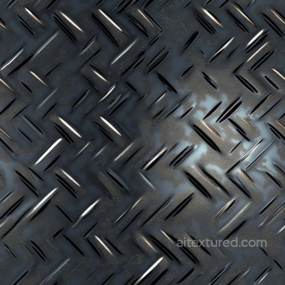 Steel Diamond Plate PBR Texture with Glossy Black Finish Metal texture preview