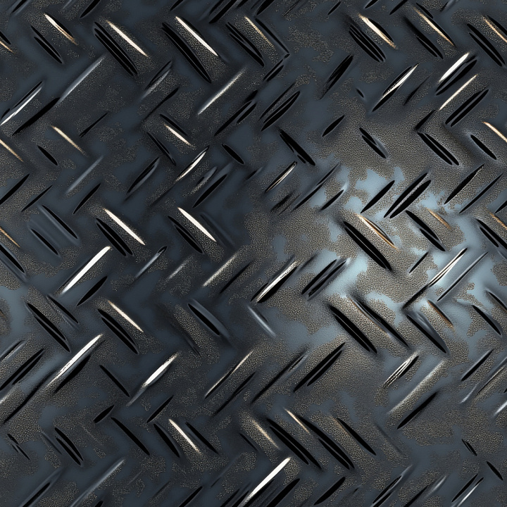 Steel Diamond Plate with Glossy Black Finish seamless PBR texture preview