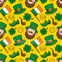 seamless Seamless 3D PBR Texture of Cartoon St Patrick Digital Paper with Iconic Irish Symbols texture 8k free download PBR