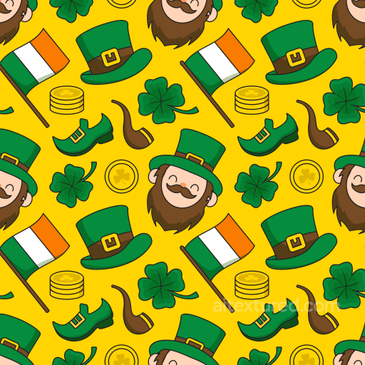 St Patrick Digital Paper Bundle Texture of Cartoon St Patrick Digital Paper with Iconic I… seamless St patrick digital paper bundle PBR texture
