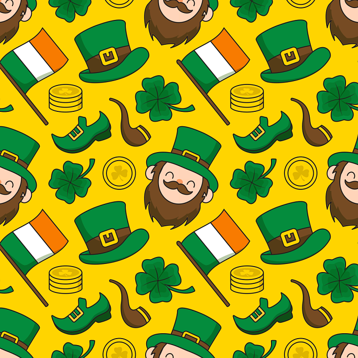 St Patrick Digital Paper Bundle of Cartoon St Patrick Digital Paper wit… seamless PBR texture preview
