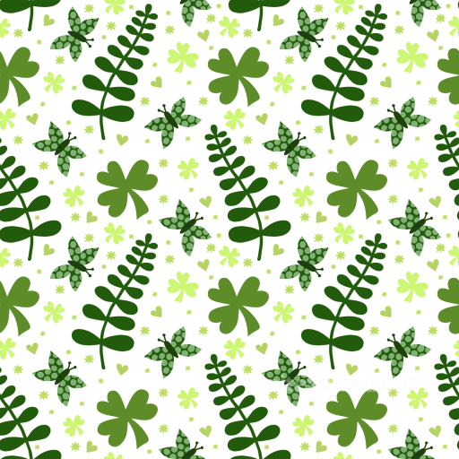 with St Patrick Shamrocks, Ferns, and Butterflies seamless St patrick digital paper bundle PBR texture