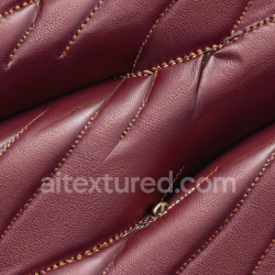 seamless Seamless 3D Burgundy Pebbled Leather Upholstery PBR Texture with Prominent Stitching texture 8k free download PBR