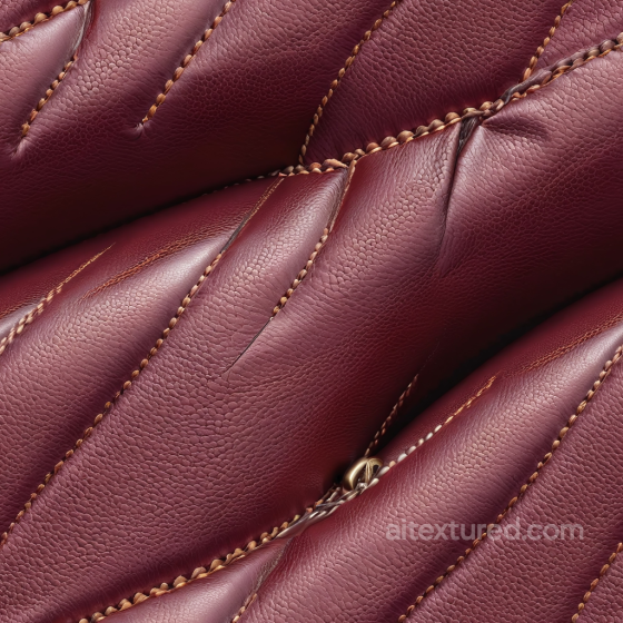 Burgundy Pebbled Leather Upholstery PBR Texture with Prominent Stitching Leather texture preview