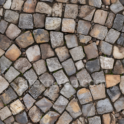 seamless Seamless 3D Weathered Cobblestone Street PBR Texture with Natural Moss and Patina texture 8k free download PBR