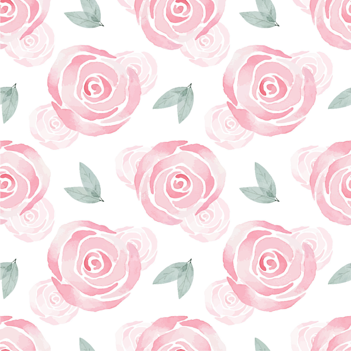 Pink Flower Watercolor with Soft Floral Pattern seamless PBR texture preview