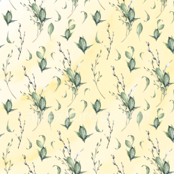 seamless Seamless 3D PBR Texture of Watercolor Greenery with Soft Leaves and Buds texture 8k free download PBR