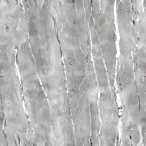 Seamless 3D Gray Marble PBR Texture with Elegant Silver Streaks and Polished Finish