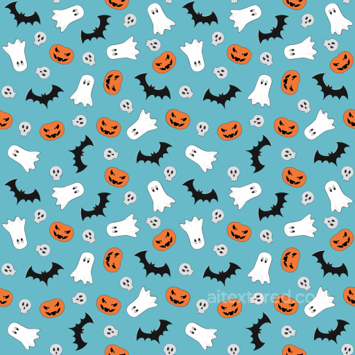 Baby Boy Texture of Cartoon Halloween Symbols on Blue seamless Baby Boy  PBR texture