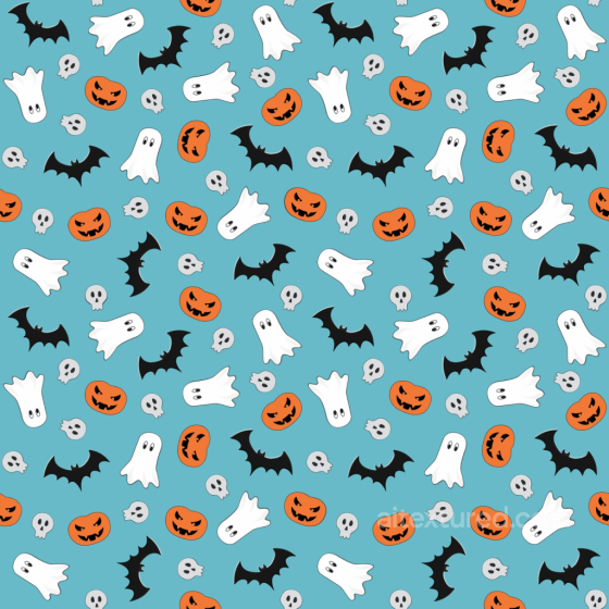 Baby Boy Texture of Cartoon Halloween Symbols on Blue Baby Boy texture preview