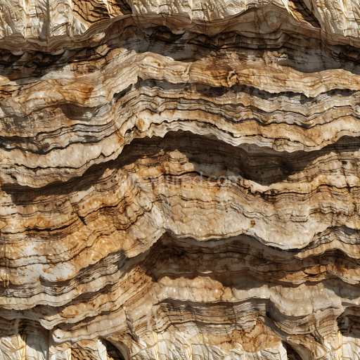 Seamless 3D Layered Sedimentary Rock PBR Texture with Natural Brown and Beige Strata