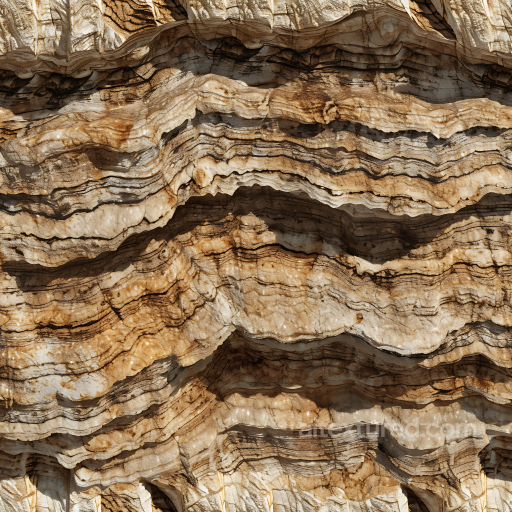 Layered Sedimentary Rock PBR Texture with Natural Brown and Beige Strata seamless Stone PBR texture