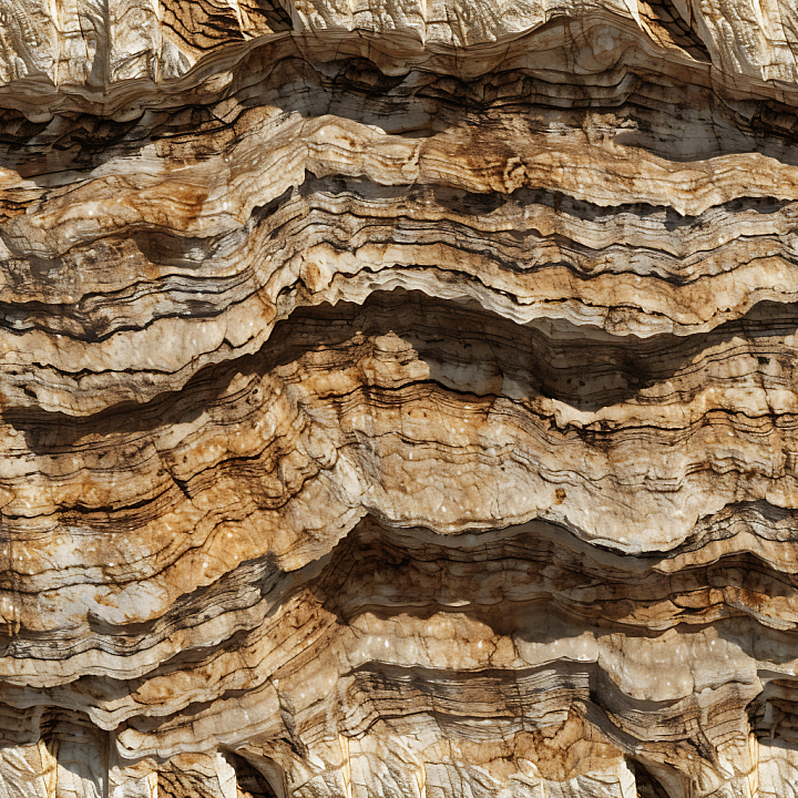 Layered Sedimentary Rock with Natural Brown and Beige Strata seamless PBR texture preview