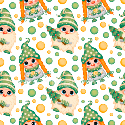 seamless Seamless 3D PBR texture featuring cute festive cartoon gnome characters texture 8k free download PBR