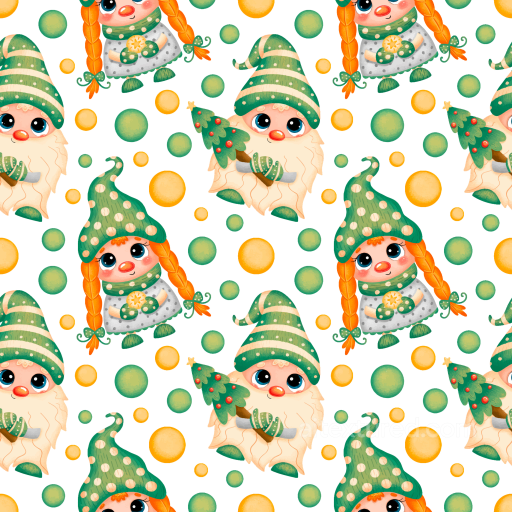 Featuring Cute Festive Cartoon Gnome Characters seamless St patrick PBR texture
