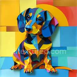 seamless Seamless 3D PBR Texture Featuring Stylized Colorful Dapple Dachshund Pattern texture 8k free download PBR
