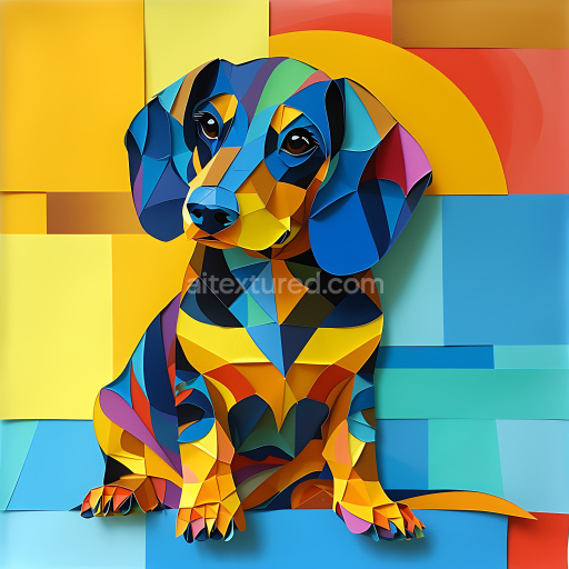 Seamless 3D PBR Texture Featuring Stylized Colorful Dapple Dachshund Pattern