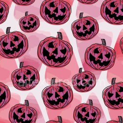 seamless Seamless 3D PBR Watercolor Halloween Pumpkin Pattern Texture in Pink Tones texture 8k free download PBR