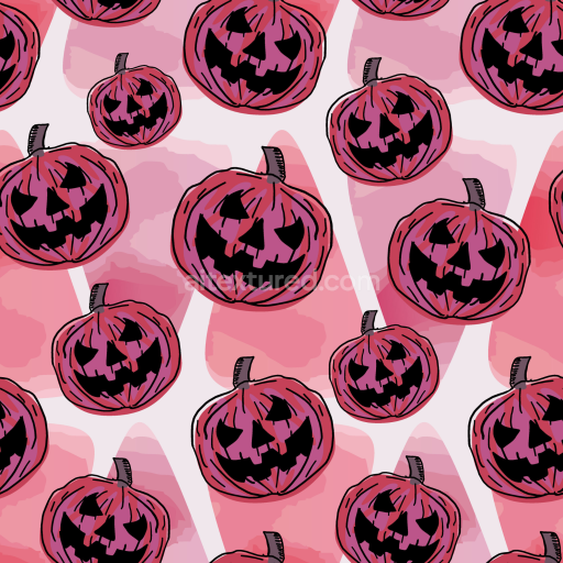 Seamless 3D PBR Watercolor Halloween Pumpkin Pattern Texture in Pink Tones