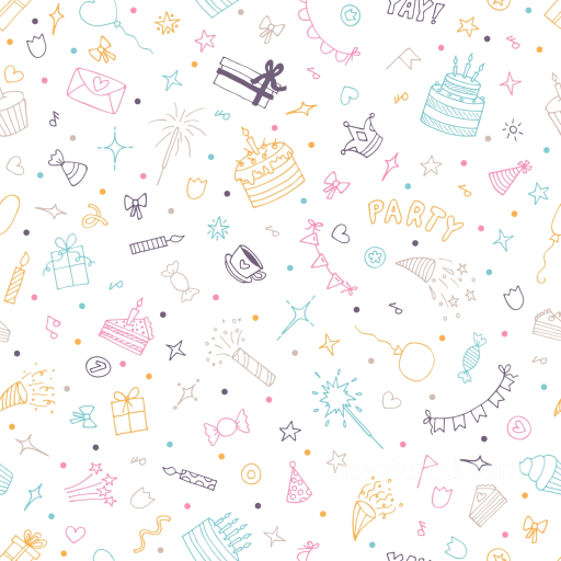 Birthday Pattern Texture Featuring Colorful Celebration Doodles seamless Birthday PBR texture