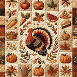 seamless Seamless 3D PBR Quilted Fabric Texture with Thanksgiving-Themed Patchwork texture 8k free download PBR