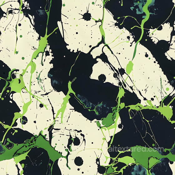 Urban Splatter Camouflage PBR Texture with High-Contrast Black, Ivory, and Green Splatters Color Camouflage texture preview