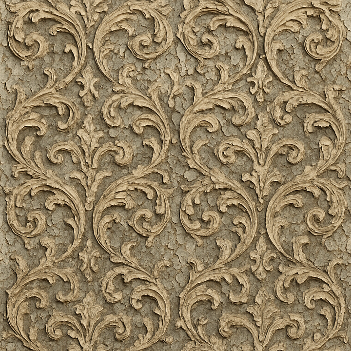 Ornate Peeling Paint seamless PBR texture preview