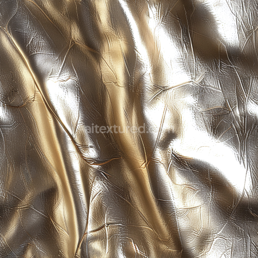 Seamless 3D PBR Shiny Wrinkled Gold Leather Texture with Fine Grain and Creases