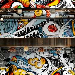 seamless Seamless 3D PBR texture featuring vibrant colorful abstract graffiti pattern texture 8k free download PBR