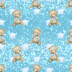 seamless Seamless 3D PBR Baby Boy Fabric Texture with Teddy Bears & Blue Stars texture 8k free download PBR