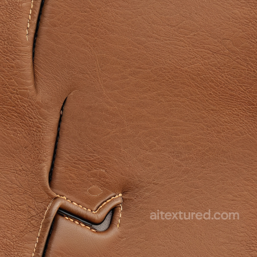 Brown Stitched Leather Texture With Fine Grain And Natural Creases seamless Leather PBR texture