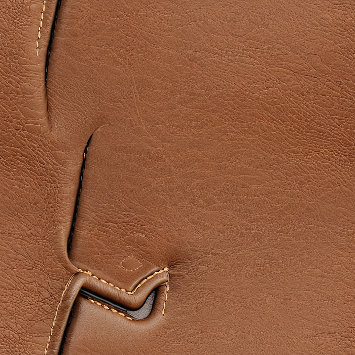 Brown Stitched Leather With Fine Grain And Natural Creases seamless PBR texture preview
