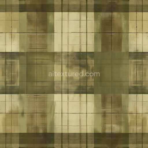 Seamless 3D Plaid Brushed Metal PBR Texture in Olive and Gold Tones