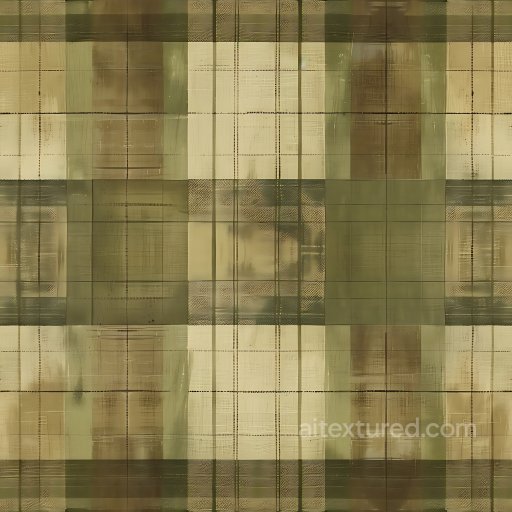 Seamless 3D PBR Plaid Fabric Texture Featuring Muted Earthy Greens and Beige texture preview