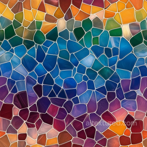 Mosaic PBR Texture Featuring Multicolored Irregular Glass Tiles seamless Mosaic PBR texture