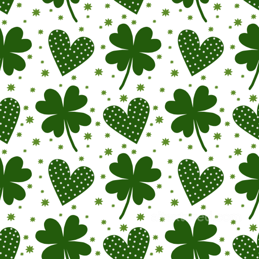 Featuring Green Shamrocks and Polka Dot Hearts seamless St patrick PBR texture