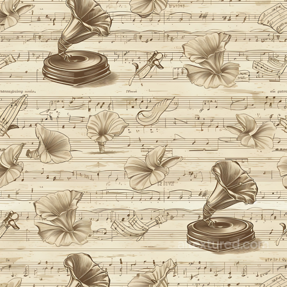 Vintage Scrapbook Texture of Vintage Sheet Music and Gramophone Sketches Vintage Scrapbook texture preview