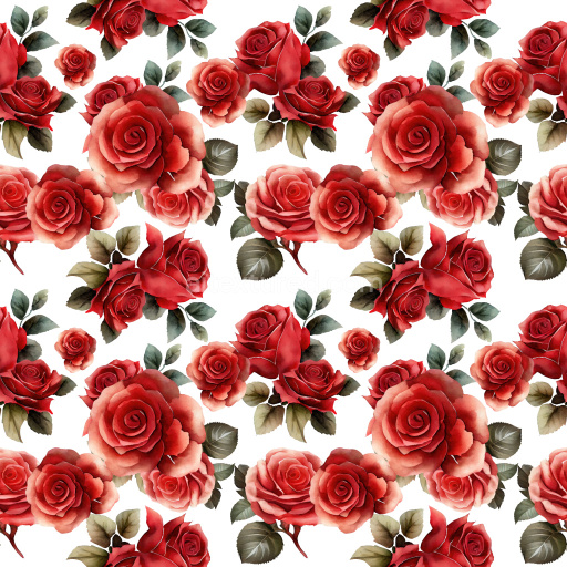 Pattern Bundle - Seamless 3D Pattern PBR Texture with Red Rose Clusters and Green Foliage texture preview