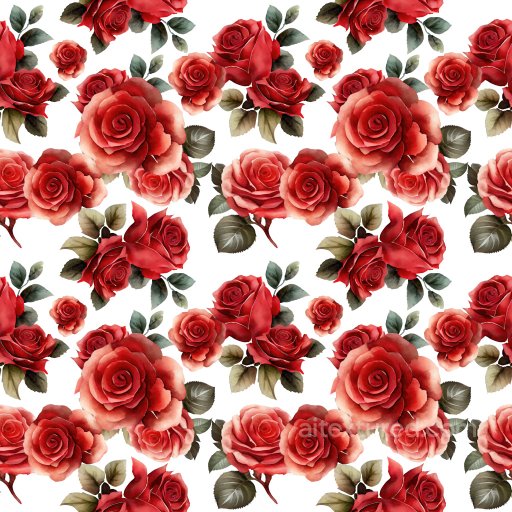 Pattern PBR Texture with Red Rose Clusters and Green Foliage seamless Pattern Bundle PBR texture