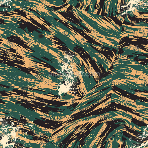 Preview — Seamless 3D Tiger Stripe Camouflage PBR Texture with Olive and Tan Swirls