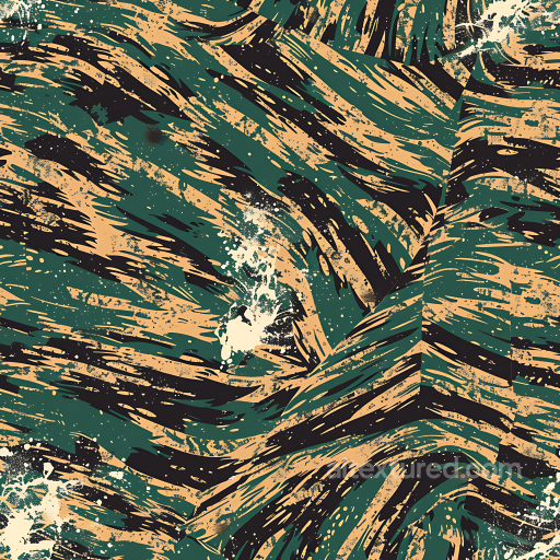 Tiger Stripe Camouflage PBR Texture with Olive and Tan Swirls seamless Color Camouflage PBR texture