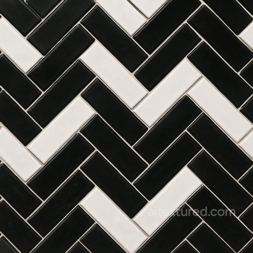 Seamless 8K PBR 3D Texture Of Glossy Glazed Ceramic Tile With Black And White Monochrome… texture preview