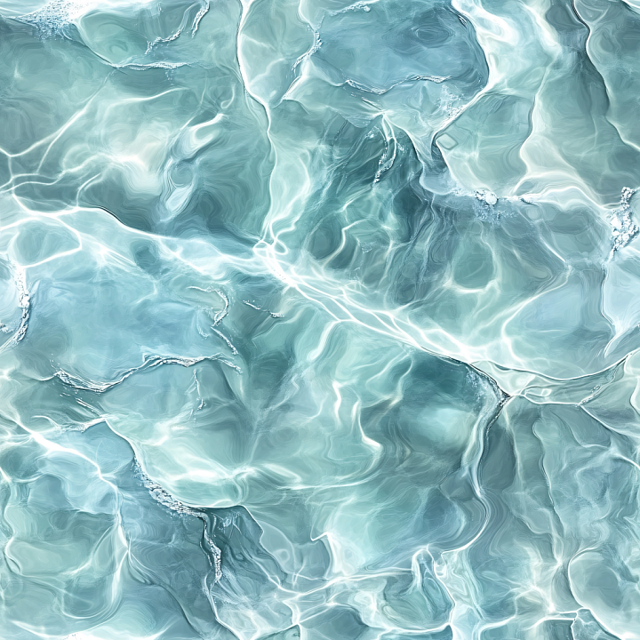Clear Water Surface with Gentle Wave Patterns and Light Caustics seamless PBR texture preview