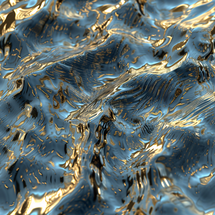 Metallic Reflective Water with Dynamic Surface Waves seamless PBR texture preview