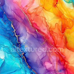 seamless Seamless 3D Alcohol Ink PBR Texture Featuring Vibrant Multicolor Fluid Swirls and Gold Veins texture 8k free download PBR