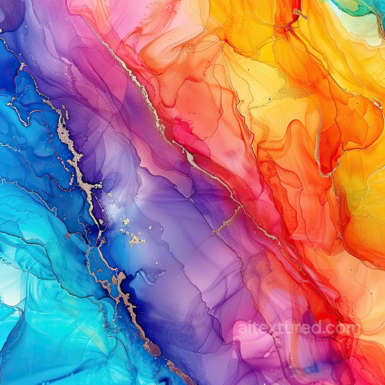Alcohol Ink PBR Texture Featuring Vibrant Multicolor Fluid Swirls and Gold Veins Alcohol ink texture preview