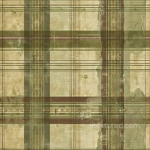 Seamless 3D PBR Plaid Fabric Texture in Muted Earthy Greens and Browns texture preview